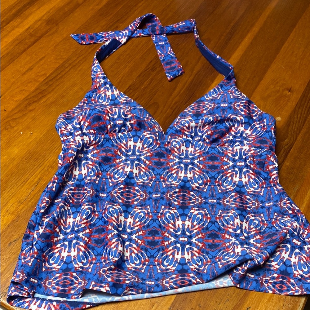 Converse Blue and Red Halter Camisole Swim Top